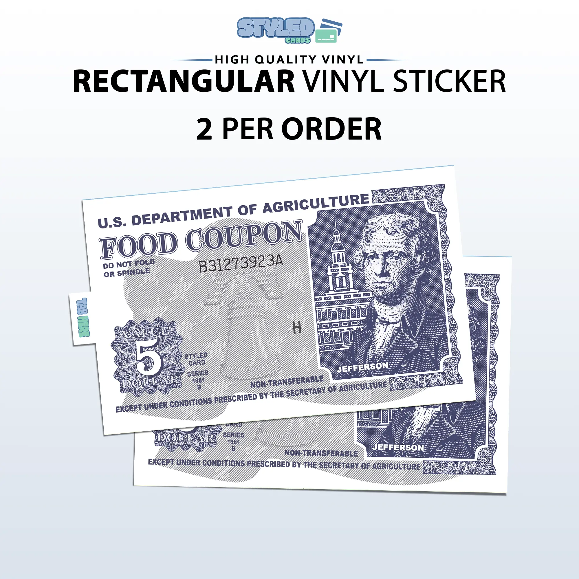 5 food stamp coupon rectangular vinyl sticker 5 food stamp coupon rectangular vinyl sticker