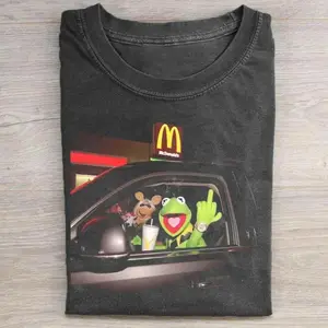 Kermit And Miss Piggy Donalds Drive Thru Meme T-Shirt, The Muppets Funny Fast Food Night Ride Scene, Viral Pop Culture Humor Shirt For Fans And Collectors, Unisex Cotton Crewneck T-Shirt Menswear Womenswear Streetwear Top