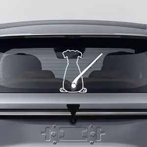 Cute Dog Rear Windshield Wiper Sticker, White Waterproof Vinyl Decal with Wagging Tail Effect, Funny Dog Self-Adhesive Windshield Decal Car Decoration for Most Cars, Laptop (Style B)