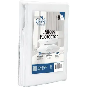 The Grand Pillow Covers Standard Size - Poly-Cotton Pillow Protector with Zipper -  Wicking,  Allergy Protection Pillow Protector - Protects Pillow from Dirt and Debris (2 Pack)