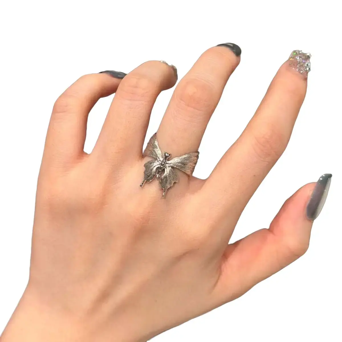 Springtok Y2K Silver Brushed Bow Ring Open Adjustable Wrap Finger Women Jewelry Gift