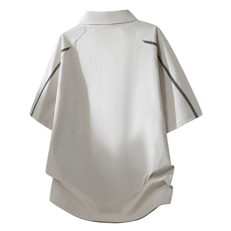 Spring/Summer men’s half-zip polo shirt with a turn-down collar, short-sleeve T-shirt with color-block design, wear-resistant and comfortable fabric; casual men’s top for everyday wear, outdoor sports, vacations, and as a gift for a boyfriend.