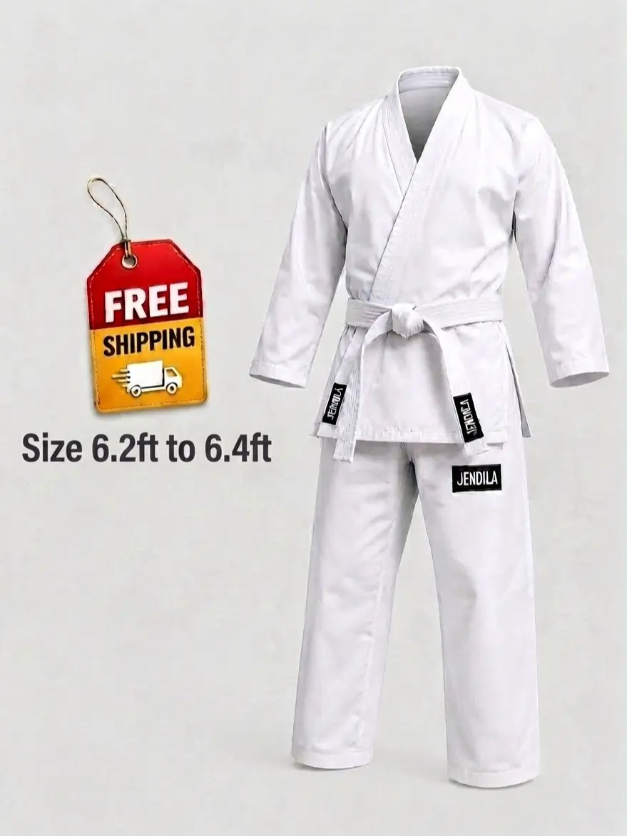 Traditional Martial Arts Uniform with Jacket, Pants & White Belt Lightweight Karate Gi Set for Kids & Adults (Size 6)