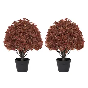 Artificial Fall Boxwood Outdoor Set (2 Piece Set), UV Resistant Simulated Boxwood Plants for Outdoor Planters, Realistic Fall Bushes and Shrubs for Front Porch Decorations, 2ft Tall Seasonal Decorations, Fall Party Decorations