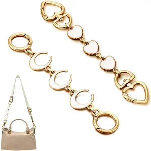 2 count Purse Strap Extenders Chain,Cute Stylish Moon and Heart Shaped Wallet  Chain Purse Strap Extender,Exquisite Bag Replacement Bag Charms for Handbags Purses (White/Rose )