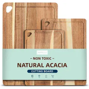 Wood Cutting Boards for Non Toxic, Reversible Wooden Cutting Board with Juice, Wood Chopping Board for Meat, Vegetables and Fruits, Set of 3 (S+M+L)