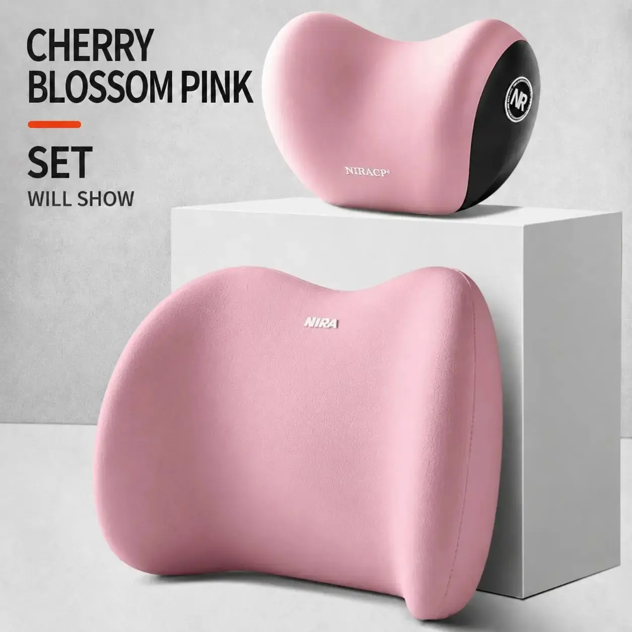 2-piece memory foam car seat cushion and lumbar support pillow set, ergonomically breathable, relieves back pain, suitable for driving, office, trucks, dorms, travel, home office, and more, also a great holiday gift.