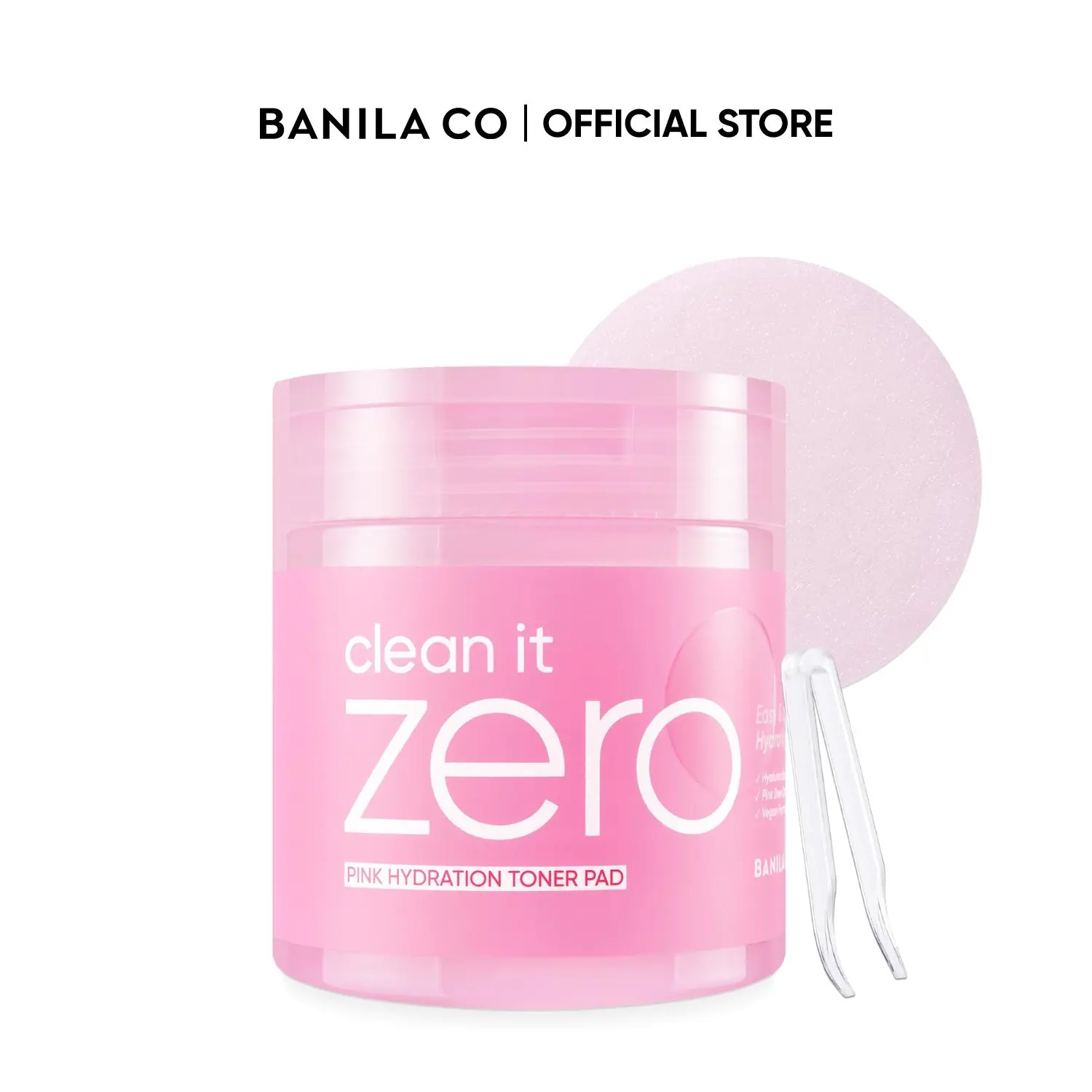 BANILA CO Clean It Zero Pink Hydration Toner Pads | 70 pads with Hyaluronic Acid & Niacinamide for Sensitive Skin