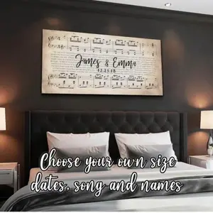 Personalized Wedding Canvas Museum Quality Poly Cotton Glossy Finish Choose Any Song Lyric Art Wall Decor Poster Ready to Hang Ornaments