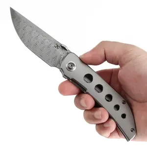 KANSEPT Tarkin Frame Lock Knife Bead Blasted Titanium Handle (3.36'' CPM20CV Blade) Matthew Christensen Design - K1078Seris