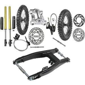 17" 14" Wheels Combo 70/100-17 and 90/100-14 Tire with Rim + Front Forks End Triple Clamp + Rear Swing Arm Disc Brake Assembly for Dirt Pit Bike Apollo SSR 110cc 125cc 140cc 150cc 160cc