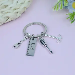 Mechanic Dad Keychain, Machinist Keychain, Mechanic Keychain with Screwdriver Wrench Hammer, Father's Day Gift For Daddy Papa SP008