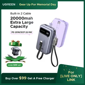 [LIVE ONLY]UGREEN Portable Charger, Smallest 20W 20000mAh USB C Power Bank Fast Charging, PD 3.0 LED Display Phone Battery Pack Compatible with iPhone 17 16 15 14 Pro Samsung S24 iPad etc outdoorfun