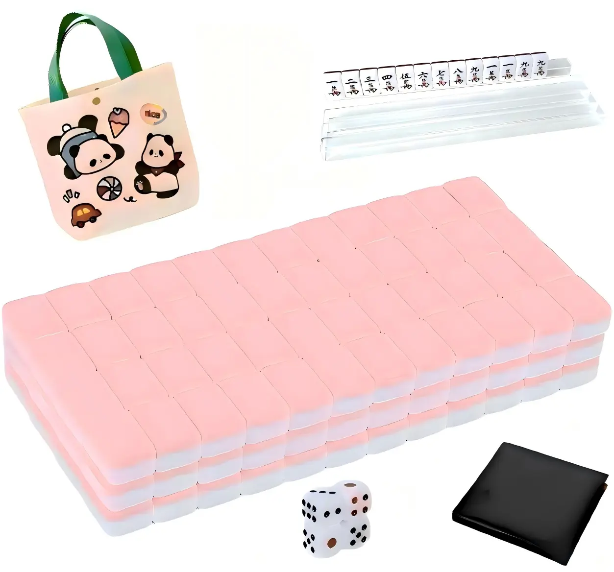 Portable Mini Waterproof Chinese Mahjong Set for Travel Enthusiasts, 144 Melamine Tiles (0.94"/24MM), Included Travel Handbag, Complete Set Board Game for Toys & Hobbies