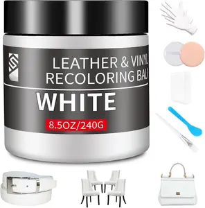 Leather Recoloring Balm,8.5oz Leather Color Restorer,White Leather Repair kit for Furniture and  Interior,Leather Couch Scratch Repair,Leather Dye  for Faded,Cracked and Damaged Leather