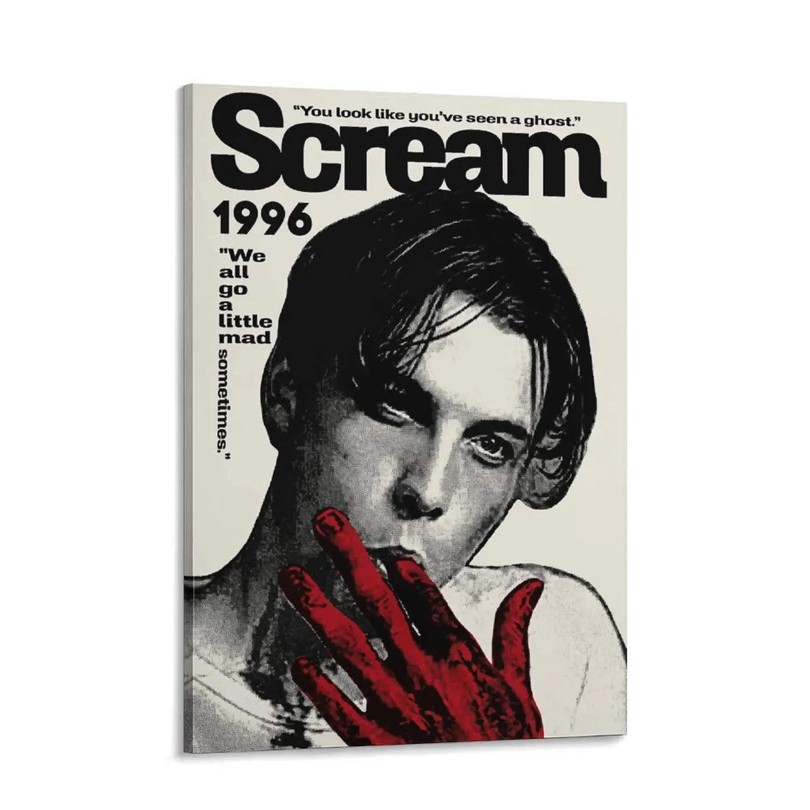 Scream Ghostface Poster, Scream 1996 Horror Movie Wall Art, Dark Aesthetic Canvas Print, Halloween Horror Room Decor