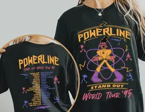 Two Sided Retro Movie Powerline Comfort Colors Shirt, Stand Out World Tour 95 T-shirt, Walt World, 2026 Trip