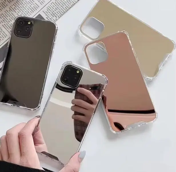 Stylish Mirror case for Girls Woman Makeup Selfies Mobile Phone Case for iPhone 11 pro Gold