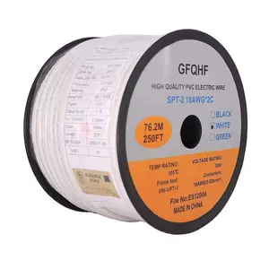 250FT White SPT-2 Zip Cord Wire 18/2 Extension Electrical Cable, UL Listed 18 Gauge Wire, Work with SPT-2 Vampire Plug