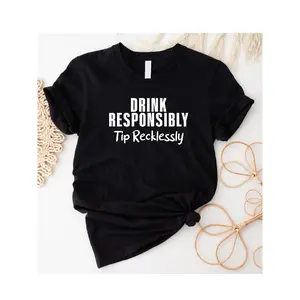 IT227 Bartender dDrink Responsibly Tip Recklessly Shirt, Bartender Shirt, Barmaid T-Shirt, Drinking Tee, Barman Waitress Shirts, Funny Barman T-Shirts, Mixologist Tees