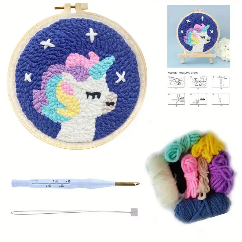 Complete Punch Needle Embroidery Starter Kit with 8 inch Cross Stitch Pattern, Detailed Instructions, and Everything You Need to Get Started