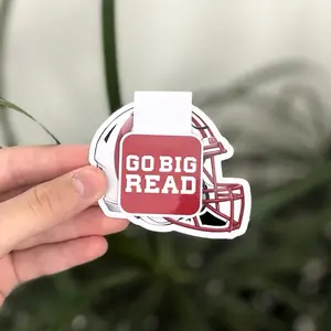 Go Big Read Magnetic Bookmark - Husker Football Helmet Design for Sports Fans & Book Lovers - 2.5" x 2.75" Double-Sided Laminated Finish - Perfect for Game Day Reading & Everyday Study
