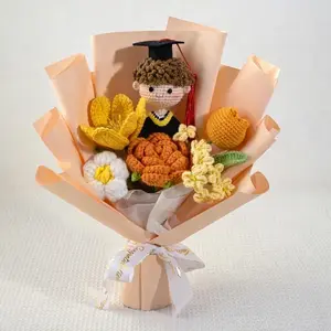 Handmade Crochet Graduation Bouquet with Knitted Graduate Plush & Sunflowers, Cute Graduation Gift for Her, Best Friend, Classmate, Senior Keepsake, Class of 2026