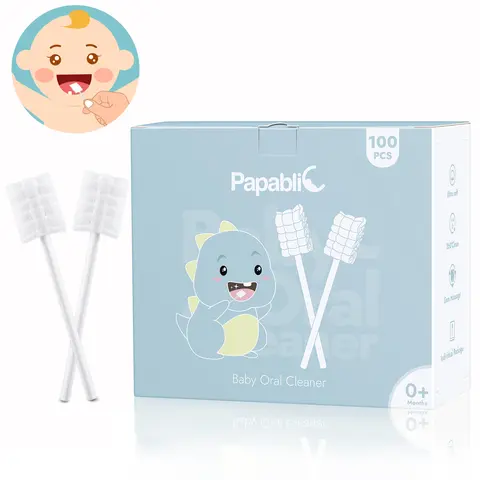 Papablic Disposable Baby Tongue Cleaners, 100Pack Medical Grade Gauze Swabs (Swab Shape) for Newborns Infants (0-24M), Flexible, Gentle Fit, Individually Wrapped, Gum Coating Prevention, Flexes to Reach, Baby Mouth Cleaners, #TikTokShopFallDealsForYou