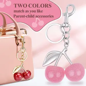 2-PACK Keychain Cherry  Bag Charms Purse，Key Chains Women Cute - Car key Accents for leather handbags，Adorable Add - ons for Your Essentials Mother's Day gift summerwins