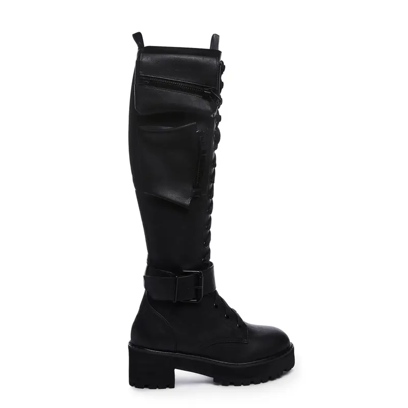 Cristianzerotre CRO3 Calipso D Leather Black Chunky Platform Boots Unisex CRISTIANZEROTRE CRO3 CALIPSO 300 B.W. BOOTS BLACK LEATHER  main image 3