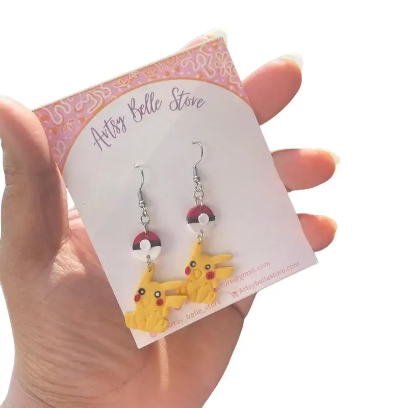 Handmade Pikachu Earrings - Cute Anime Jewelry for Fans