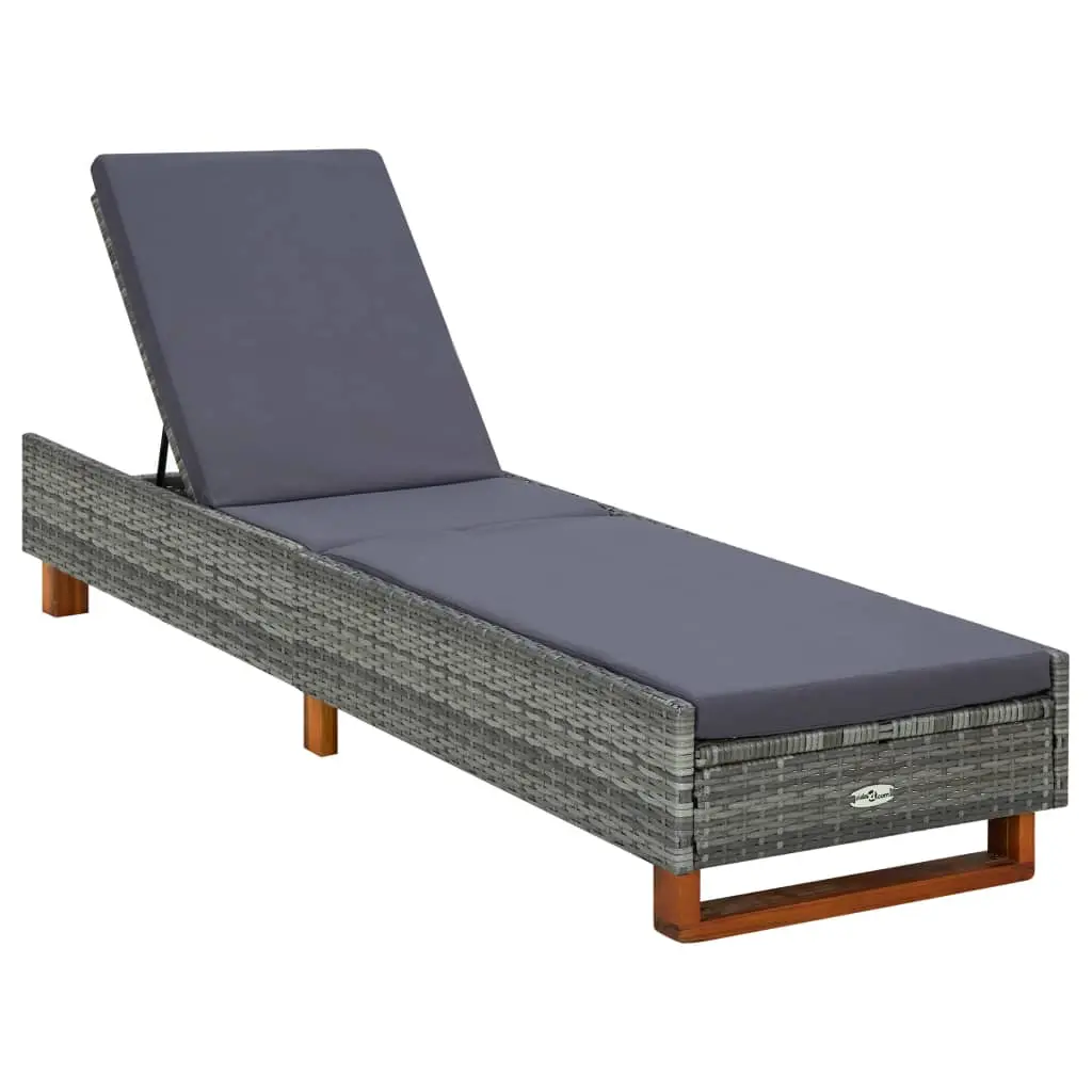 vidaXL Patio Lounge Chair Outdoor Sunlounger Sunbed with Cushion Poly Rattan 3006486