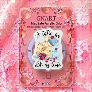 Tale As Old As Time Acrylic Phone Grip MagSafe Romantic Storybook Phone Stand Fairy Tale Aesthetic Phone Holder Cottagecore Bookworm Gift Rose in Glass Dome Grip Cute Gift for Her Teen