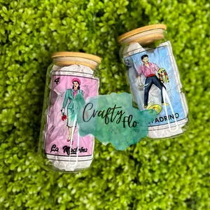 Madrina and Padrino Lotería card inspired 16oz frosted or Clear glass can with bamboo lid and straw Cup Drinkware