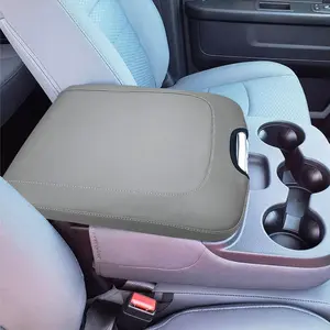 Center Console Cover for 2013-2018 Ram 1500 & 2013-2024 Ram 1500/2500/3500 Classic Model Accessories, Jump Seat Console Armrest Cover, Leather Arm Rest Lid Protective Covering-Gray