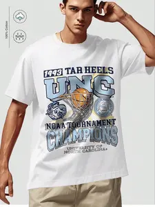 "Bring champion-level sports culture to your casual summer outfits with this '1993 Tar Heels' UNC rams mascot white tee, a nostalgic piece that instantly elevates your rotation of men's graphic tees and good graphic tees."