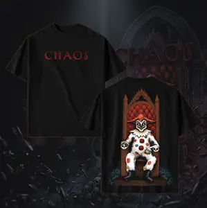 Halloween Horror Night 35 Jack the Clown ChaoS Cotton Menswear Top | Smooth Streetwear Prints for Man, Halloween Style Crewneck Horror Shirt