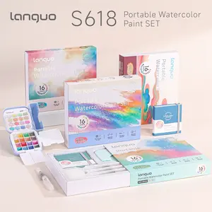 Blue Fruit S618 Solid Watercolor Palette Set, 16 Colors Multi-Color Options, Portable Four-In-One Design, Ideal for Beginners