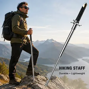 Premium Stainless Steel Hiking Poles - Collapsible, Shock-Absorbent Trekking Sticks with Ergonomic EVA Grip, Adjustable Height for Men, Women; Lightweight, Rust-Resistant for Trail Walking, Mountain Climbing