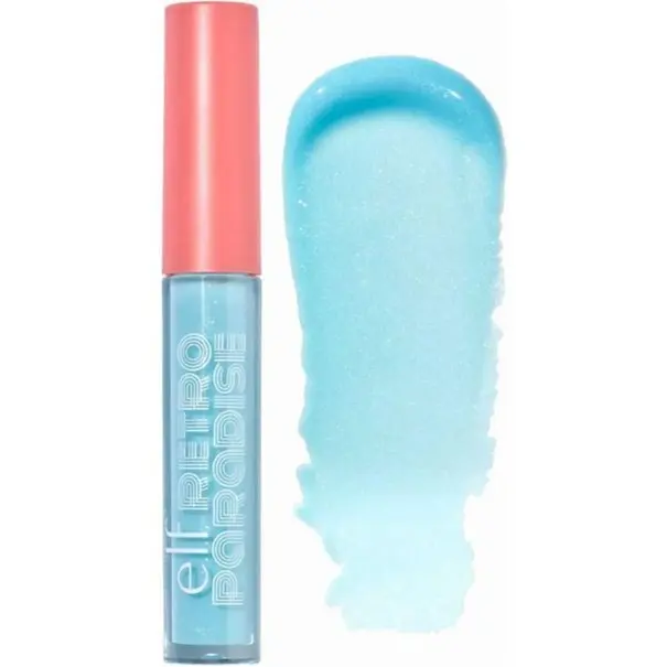 ELF Retro Paradise Dream On Lip Gloss 0.08 fl oz Nourishing Creamy Shimmer Lipstick with Tropical Scent Vegan Cruelty-Free Moisturizing Makeup - Strawberry