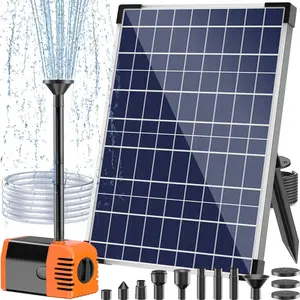 25W Solar Pond Pump, Solar Fountain Pump with 6.6FT Tubing & 16.5FT Cord for Garden Ponds, Fish Tanks Waterfalls & DIY Fountain Water Features