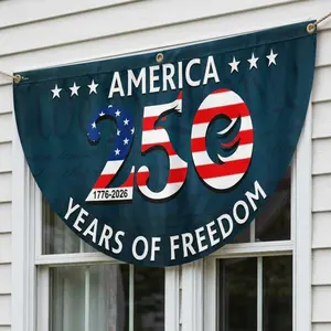 America 250 Years of Freedom Banner 1776–2026 – Patriotic USA Flag Eagle Bunting, Independence Anniversary Porch Decoration
