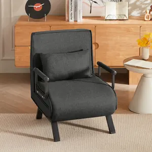 Eyisean 72.5" Linen Multifunctional Sleeper Chair, 5-in-1 Convertible Single Sofa Bed for Adults with Adjustable Backrest & Pillow, Comfy Modern Folding Chaise for Office, Apartment, Easy Assembly