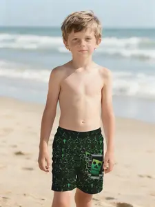 Breaking Boundaries Creeper Shorts with Digital Printing, 100% Polyester. A brand-new summer fashion item specially designed for boys - stylish boys' beach pants, summer casual children's clothing, outdoor sports beach shorts.