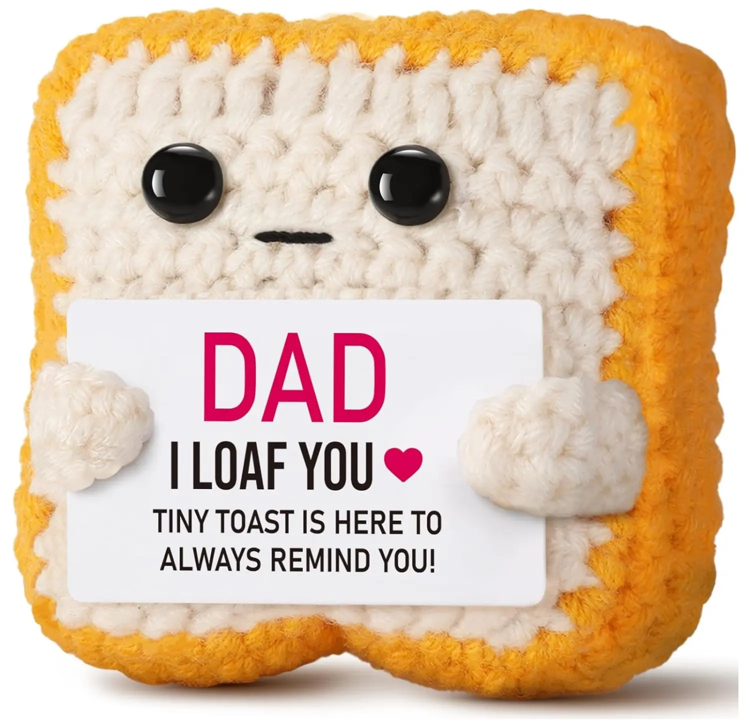 Handmade Crochet Toast Funny Card - Father's Day Gift from Daughter/Son, Unique I Love You Papa Decorative Gift Idea for Daddy's Birthday
