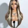 26 Inch Middle Part Lace Straight Wig, Synthetic Wig, Medium Length Lace Frontal Wigs for Women, All Seasons Hair Accessory, Bangs Design #GLOBAL PICKS