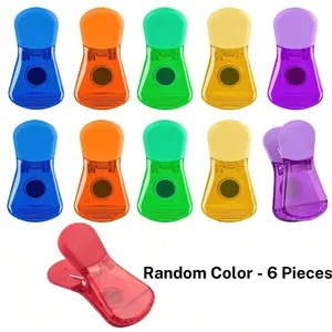 6pcs Chip Clip Bag Clips, Portable Snack Bag Sealing Clips, Food Storage, Various Sizes, Colorful Refrigerator Magnetic Clips, Kitchen Organizer, Kitchen Organization, Kitchen Gadget