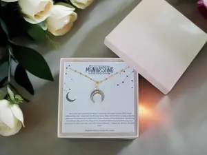 Labradorite Crescent Moon Necklace, Layering Statement Necklace Affirmation Necklace