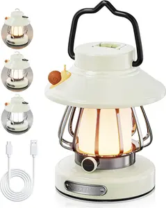 Viral Aesthetic Retro Lantern, Room Tour Dorm Essential Rechargeable 3 Color Dimmable LED Night Light, Portable Hanging Light for Camping Bedroom Backyard, Housewarming Gift New Home