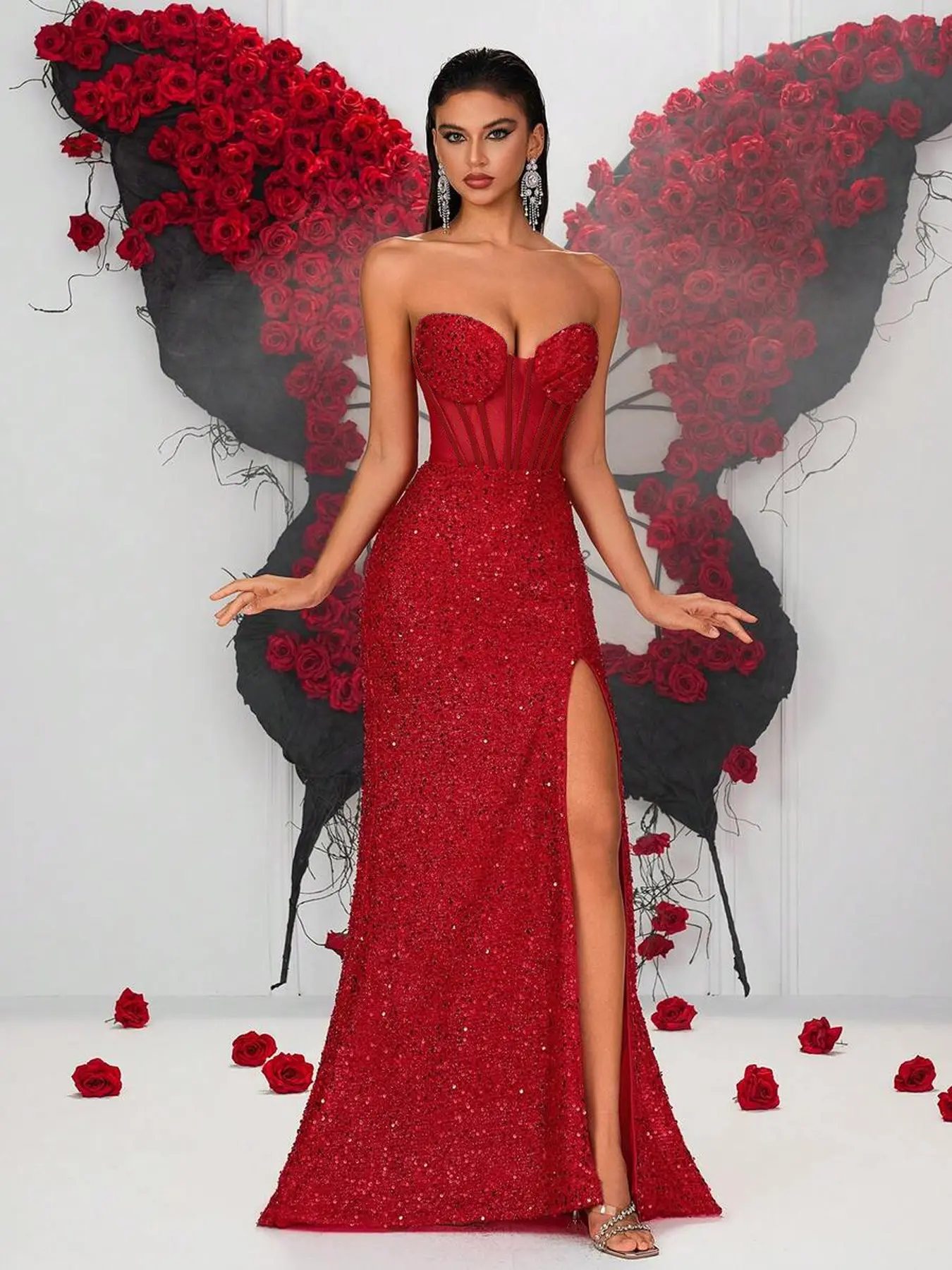 dress sheer Lace Waist Sheer and High Slit Sweetheart Mermaid Wedding Dress main image 0